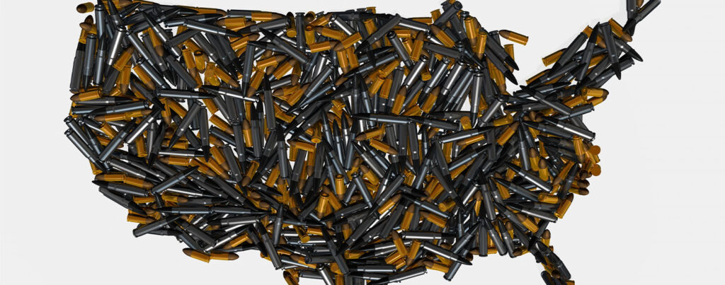 Rifle rounds make up the shape of the continental United States